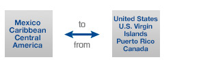 MEXICO, THE CARIBBEAN AND CENTRAL AMERICA TO/FROM THE UNITED STATES, THE U.S. VIRGIN ISLANDS, PUERTO RICO OR CANADA 