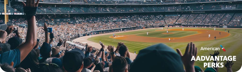 Fans cheering at a baseball stadium.