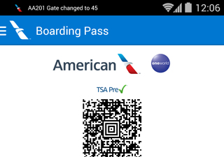 american airlines boarding pass mobile ticket app scan counter security if use aa