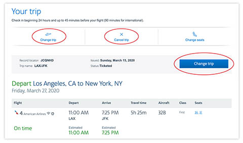 american airlines travel itinerary